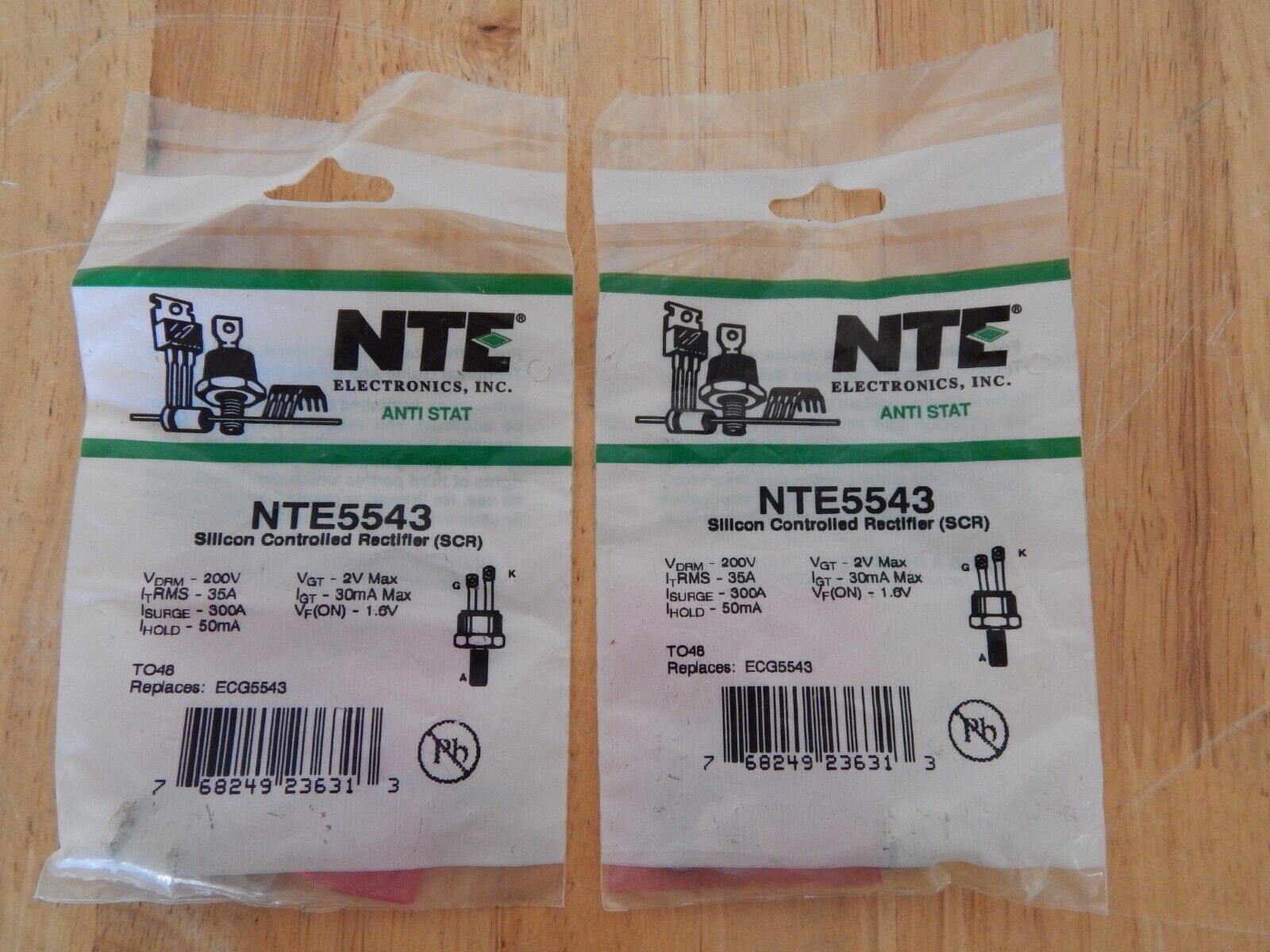 NTE Electronics NTE5543 SCR 35A, 200V, TO48 *LOT of 2*, New in package NTE Electronics NTE5543 SCR 35A, 200V, TO48 *LOT of 2*, New in package
